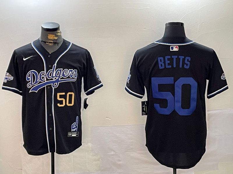 Men Los Angeles Dodgers #50 Betts Black Game 2024 Nike MLB Jersey style 12024